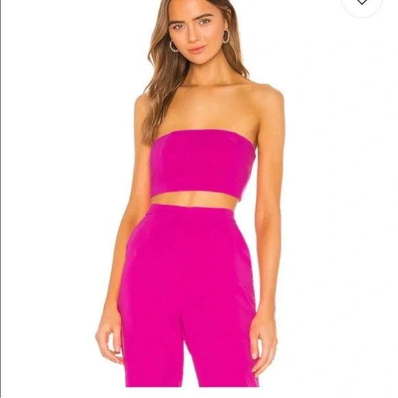 NWT NBD Topaz Bando top and pants set in fuchsia pink - Picture 2 of 6